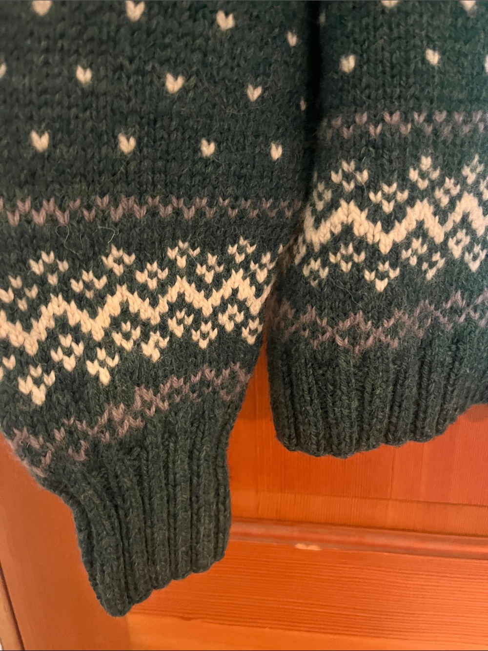 Forest Green Fair Isle Button-Front Cardigan Sweater - Picture 3 of 5